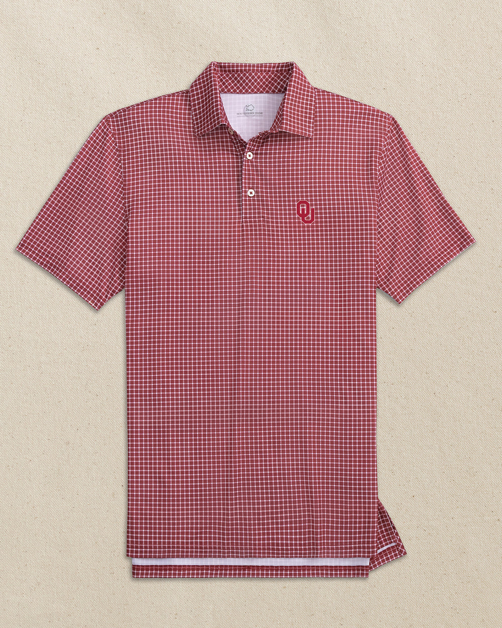 Oklahoma Sooners Driver Dunes Edge Plaid Polo C_Polo Shirts Southern Tide 