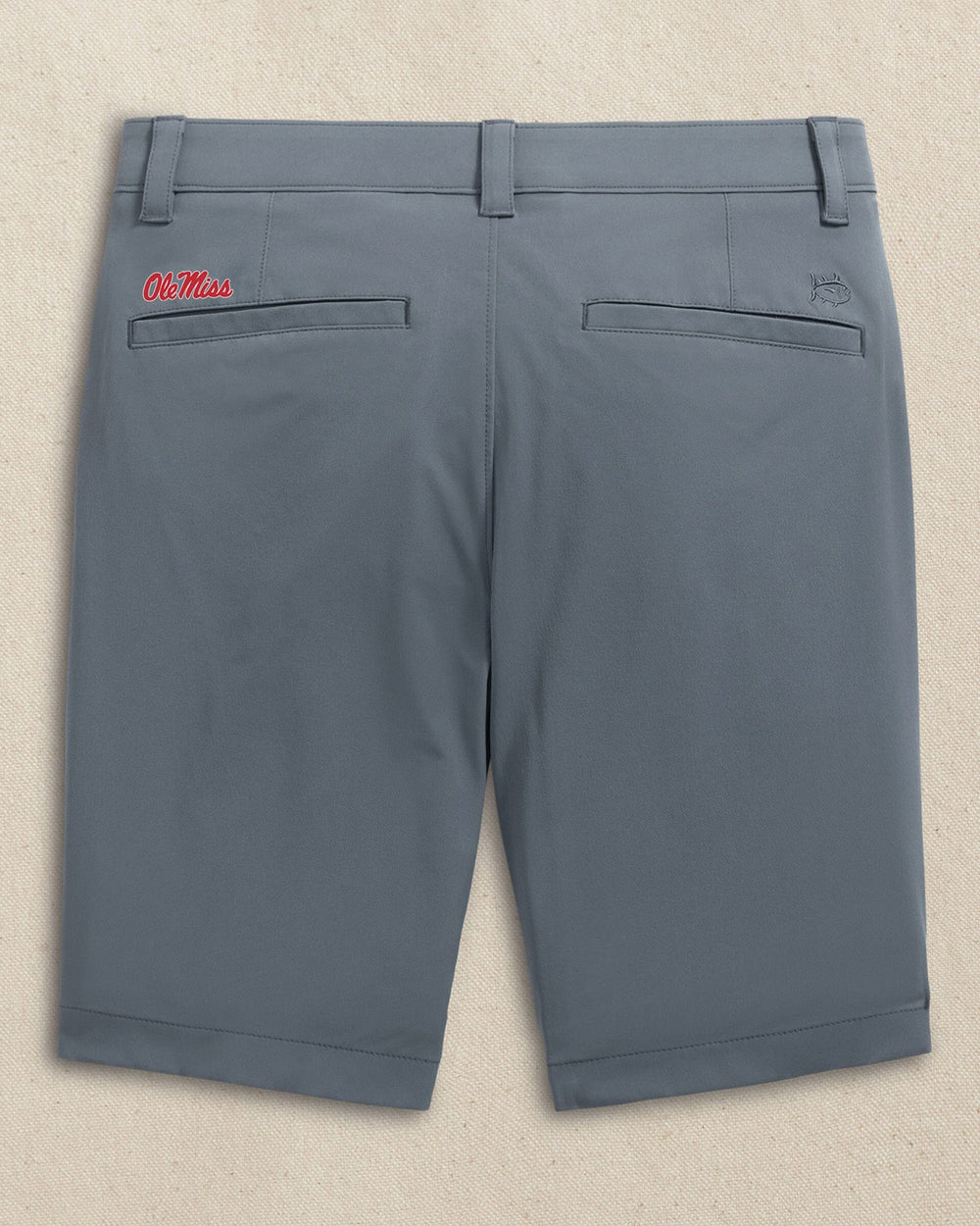 The back view of the Southern Tide Ole Miss Rebels brrr°®-die 8" Performance Short by Southern Tide - Perfect Storm