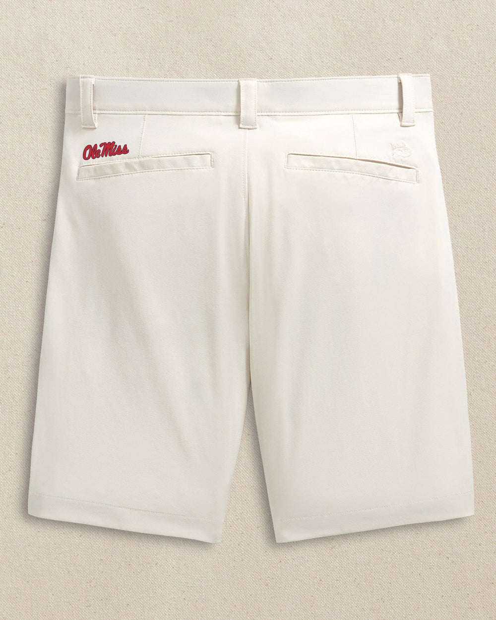 The back view of the Southern Tide Ole Miss Rebels brrr°®-die 8" Performance Short by Southern Tide - Stone