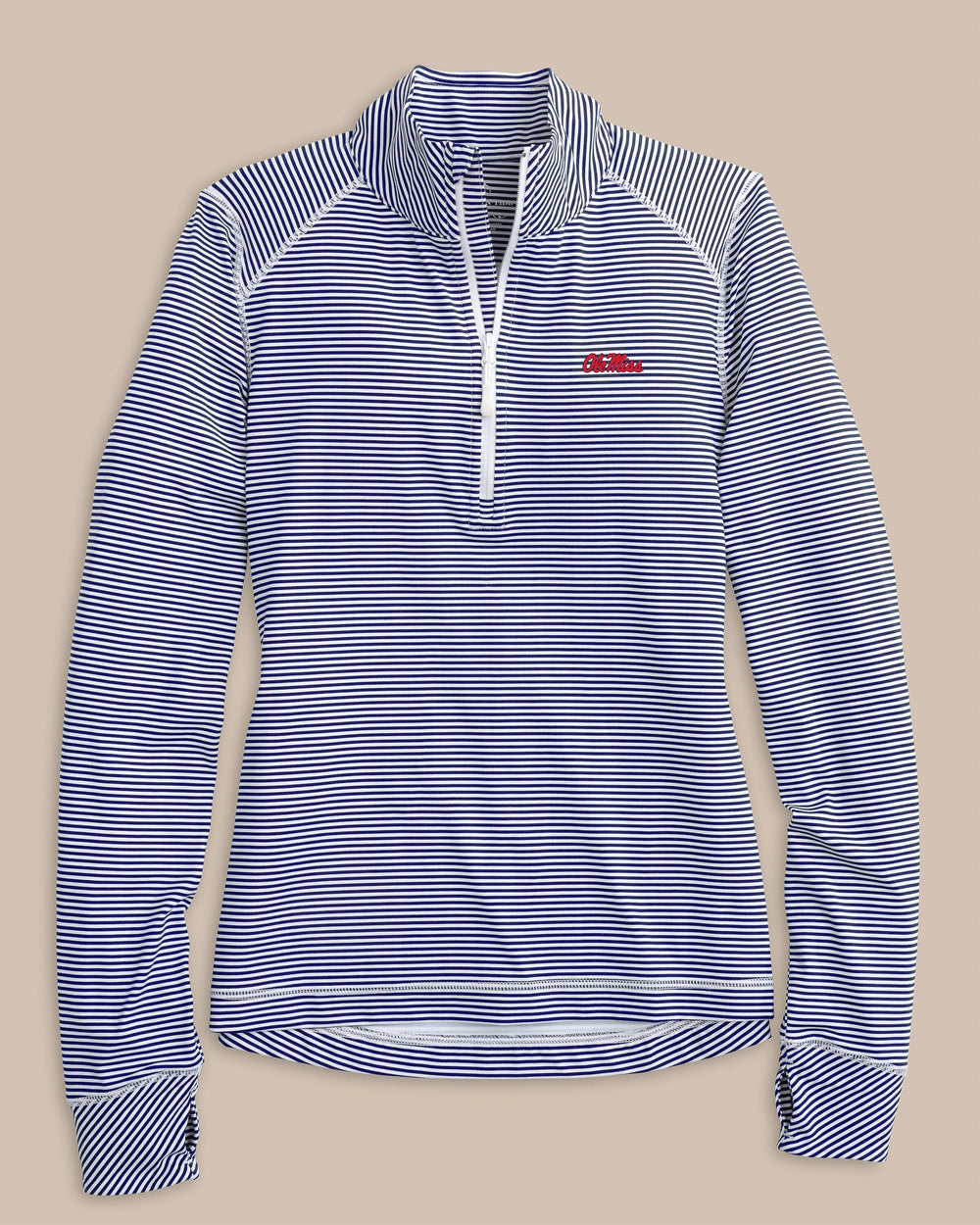 Ole Miss Women's Striped Runaround Quarter Zip C_Outerwear Southern Tide 