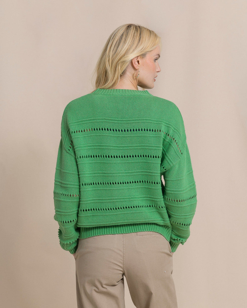 The back view of the Southern Tide Ophelia Sweater by Southern Tide - Green Spruce