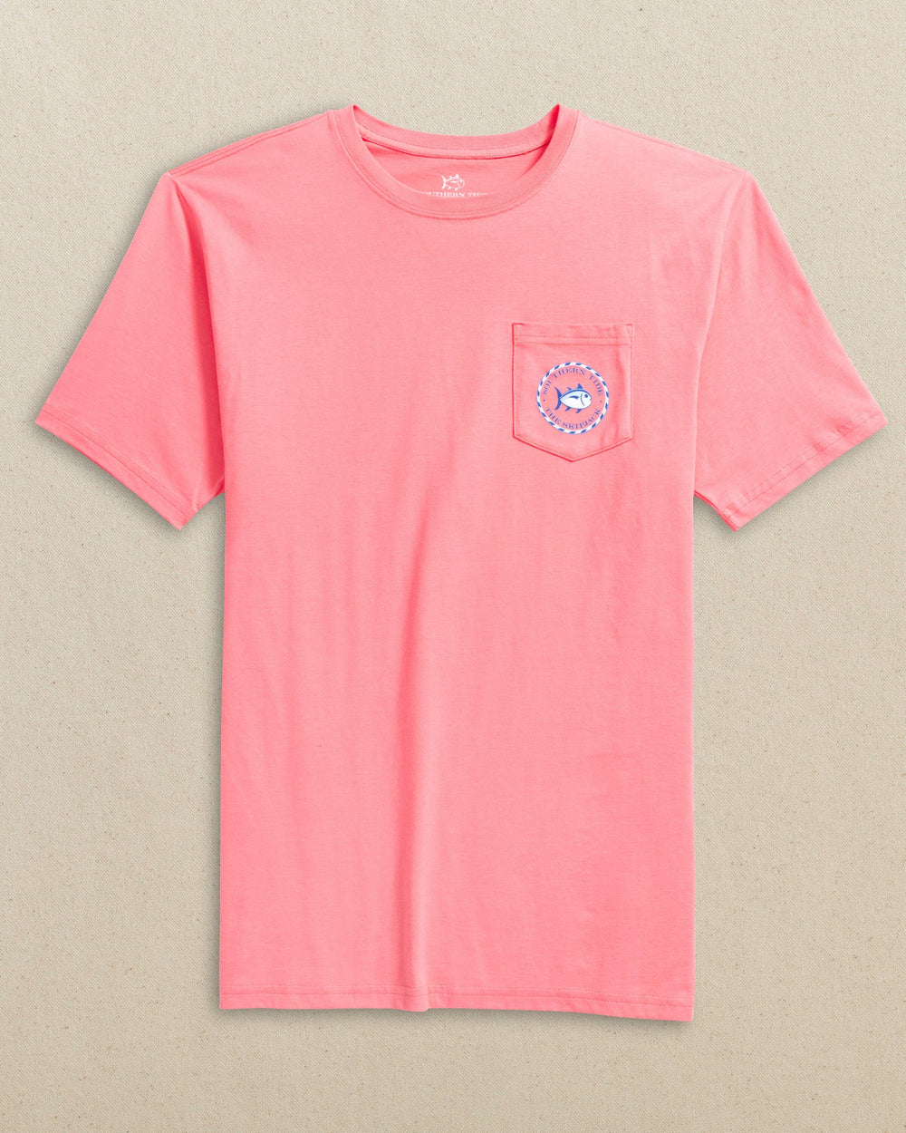 The front view of the Southern Tide Original Circle Skipjack Short Sleeve T-Shirt by Southern Tide - Light Coral