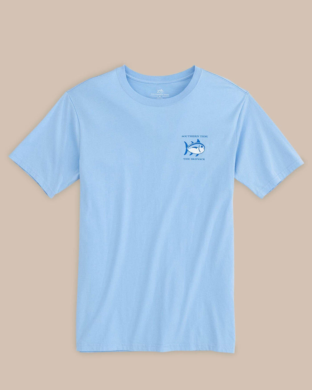 The front view of the Men's Blue Original Skipjack Short Sleeve T-Shirt by Southern Tide - Ocean Channel