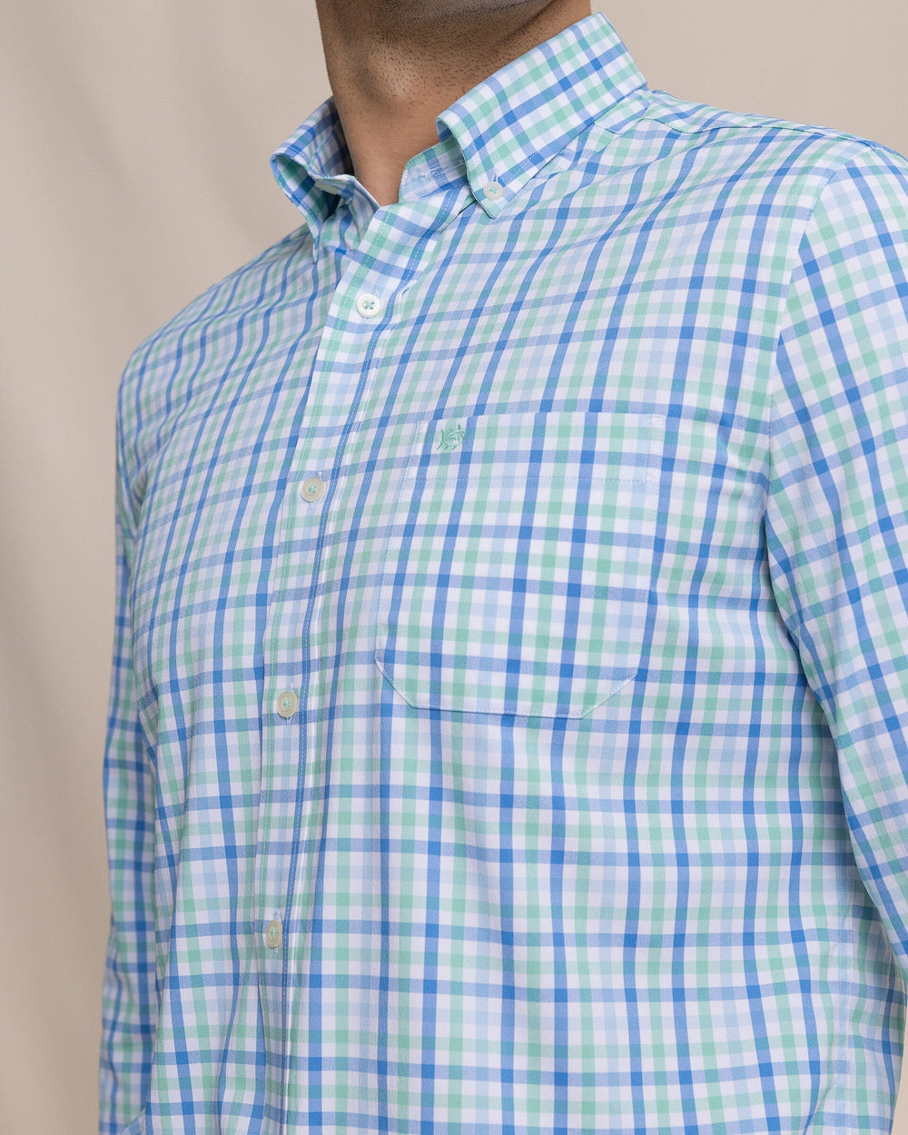 The detail view of the Southern Tide Palm Valley Coastal Breeze® Sport Shirt by Southern Tide - Florida Keys