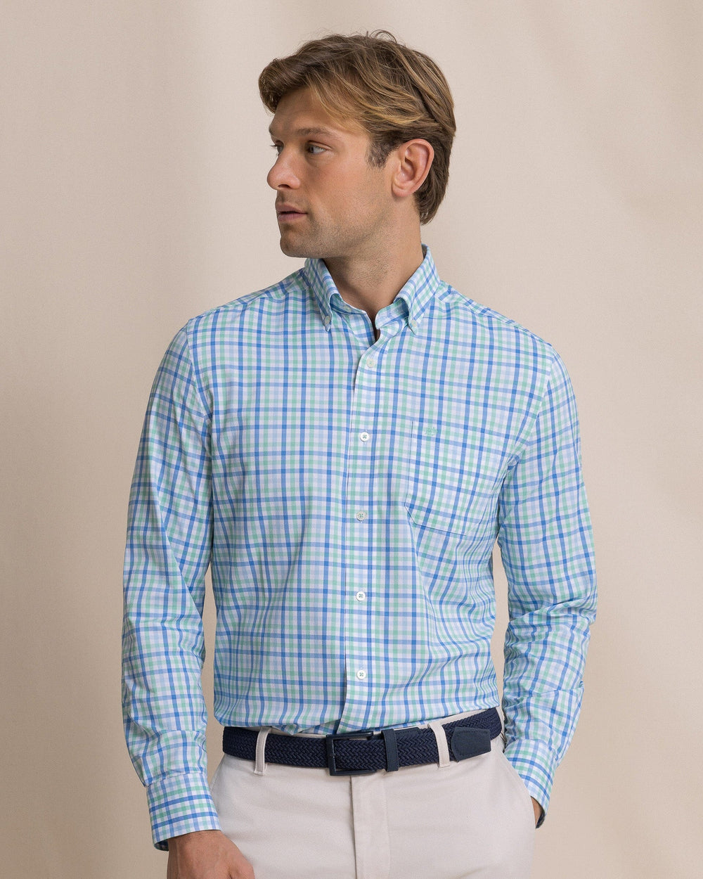 The front view of the Southern Tide Palm Valley Coastal Breeze® Sport Shirt by Southern Tide - Florida Keys