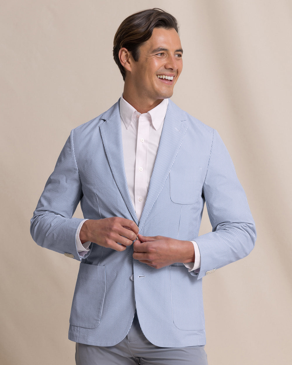 The front view of the Southern Tide Pamlico Seersucker Blazer by Southern Tide - Ocean Channel