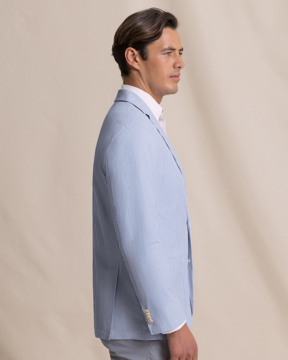 The side view of the Southern Tide Pamlico Seersucker Blazer by Southern Tide - Ocean Channel