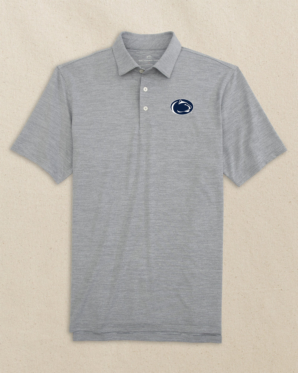 The front view of the Southern Tide Penn State Nittany Lions Driver Spacedye Polo by Southern Tide - Navy