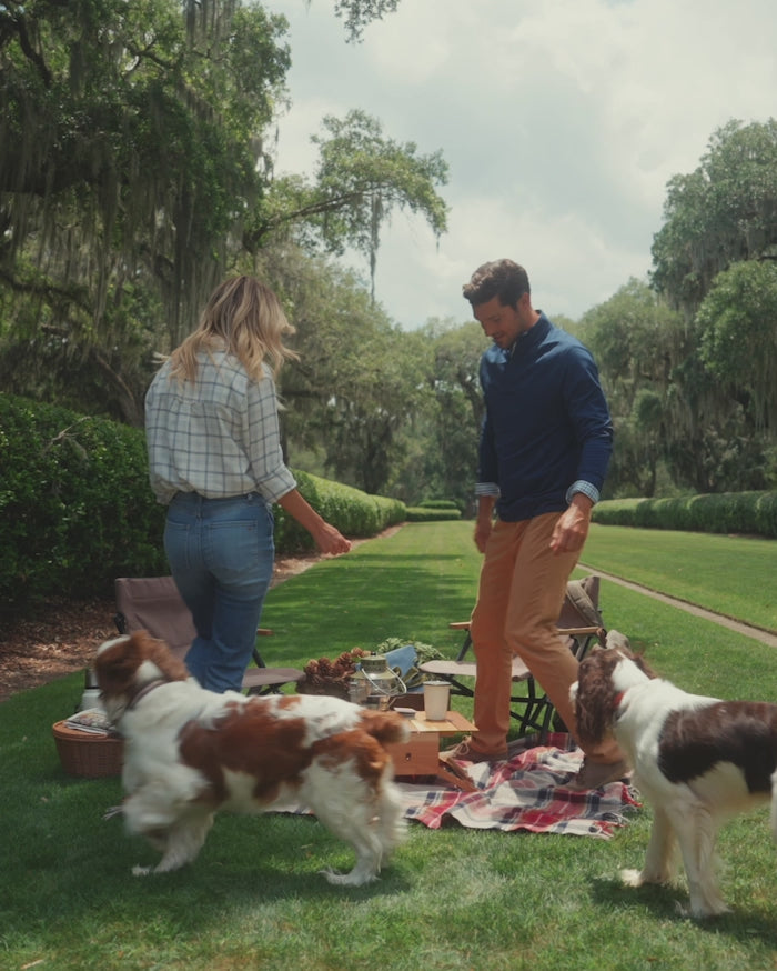 The video of the Southern Tide Cruiser Heather Quarter Zip Pullover by Southern Tide - Heather Dress Blue