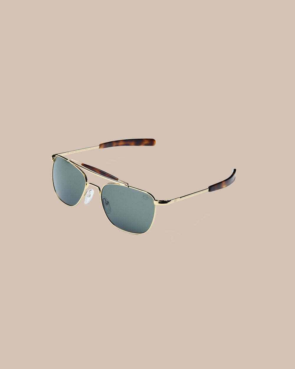 The side view of the Southern Tide Quarter Deck Aviator by Southern Tide - Yellow Gold Frame with American Green Lens