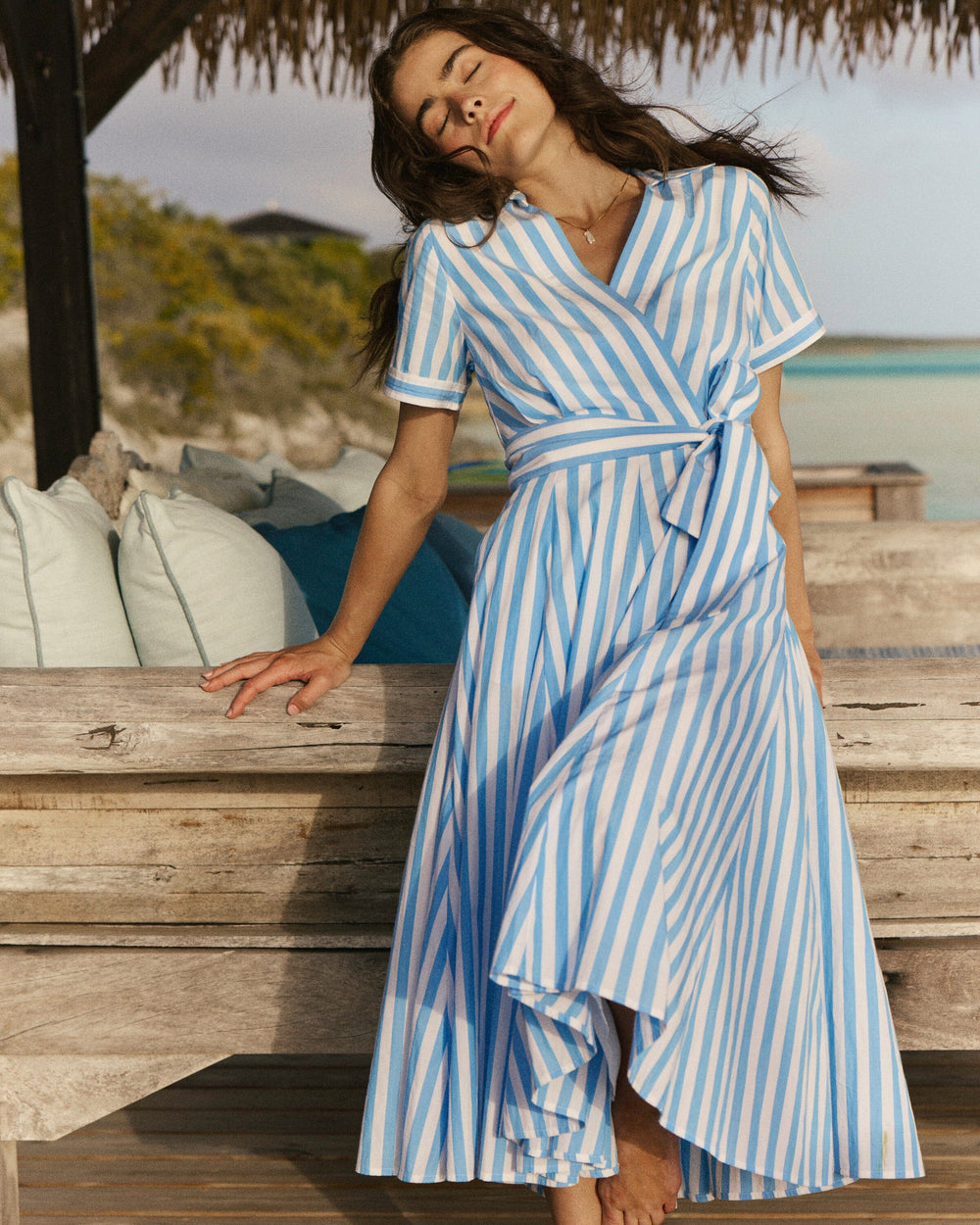 The lifestyle view of the Southern Tide Regina Midi Dress by Southern Tide - Ocean Channel
