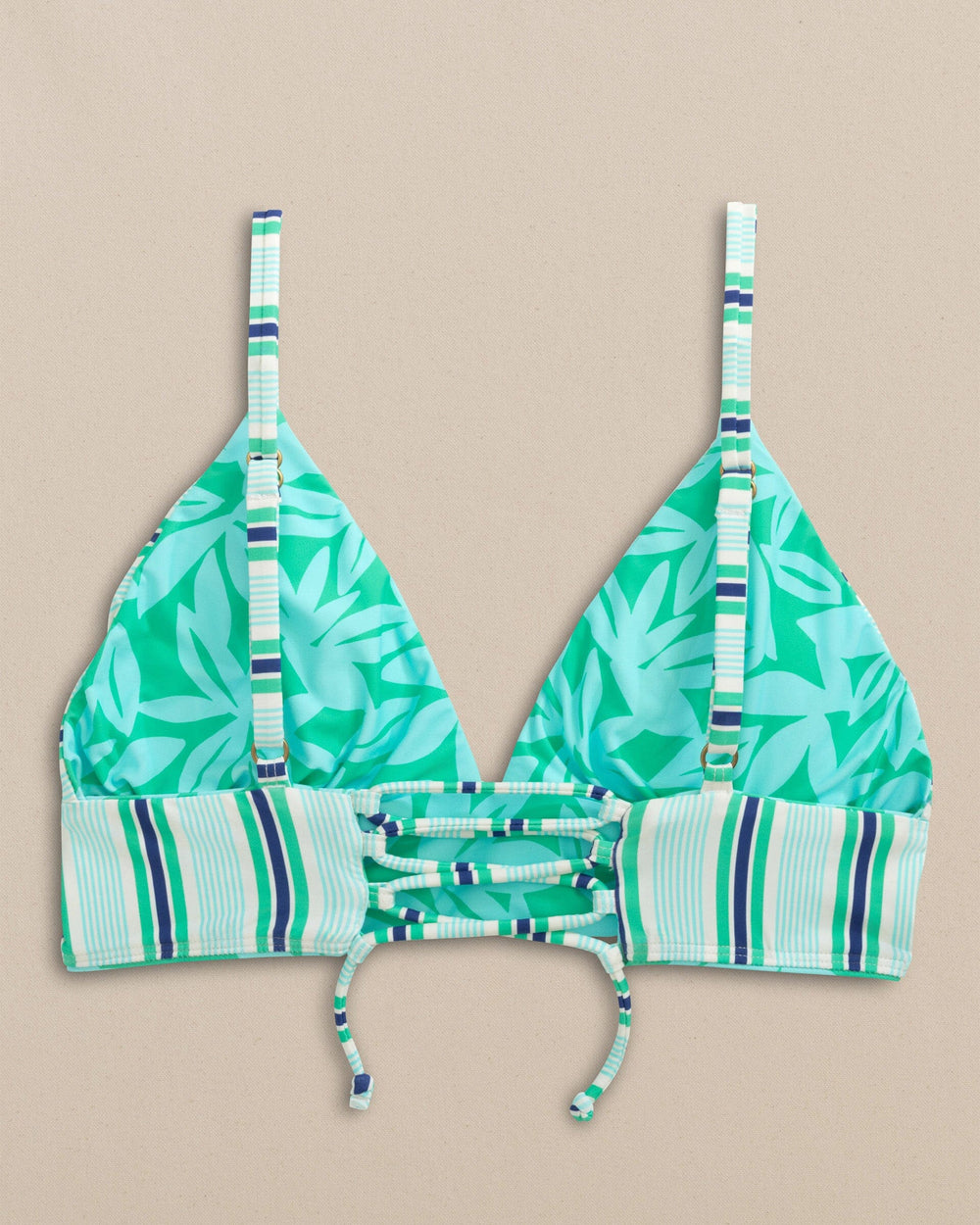 The back view of the Southern Tide Reversible Tropical Stripe Banded Bikini Top by Southern Tide - Florida Keys