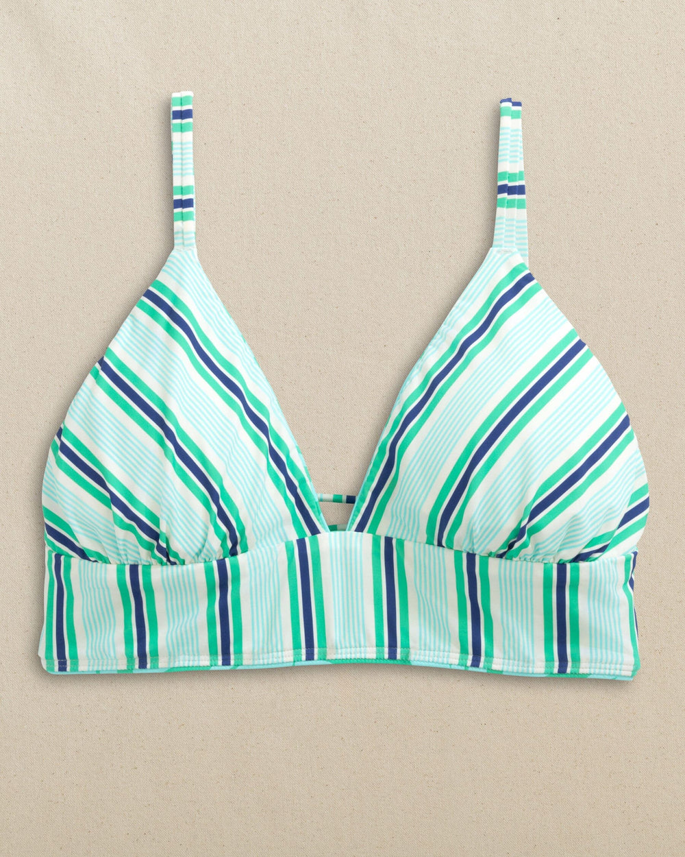 The front view of the Southern Tide Reversible Tropical Stripe Banded Bikini Top by Southern Tide - Florida Keys