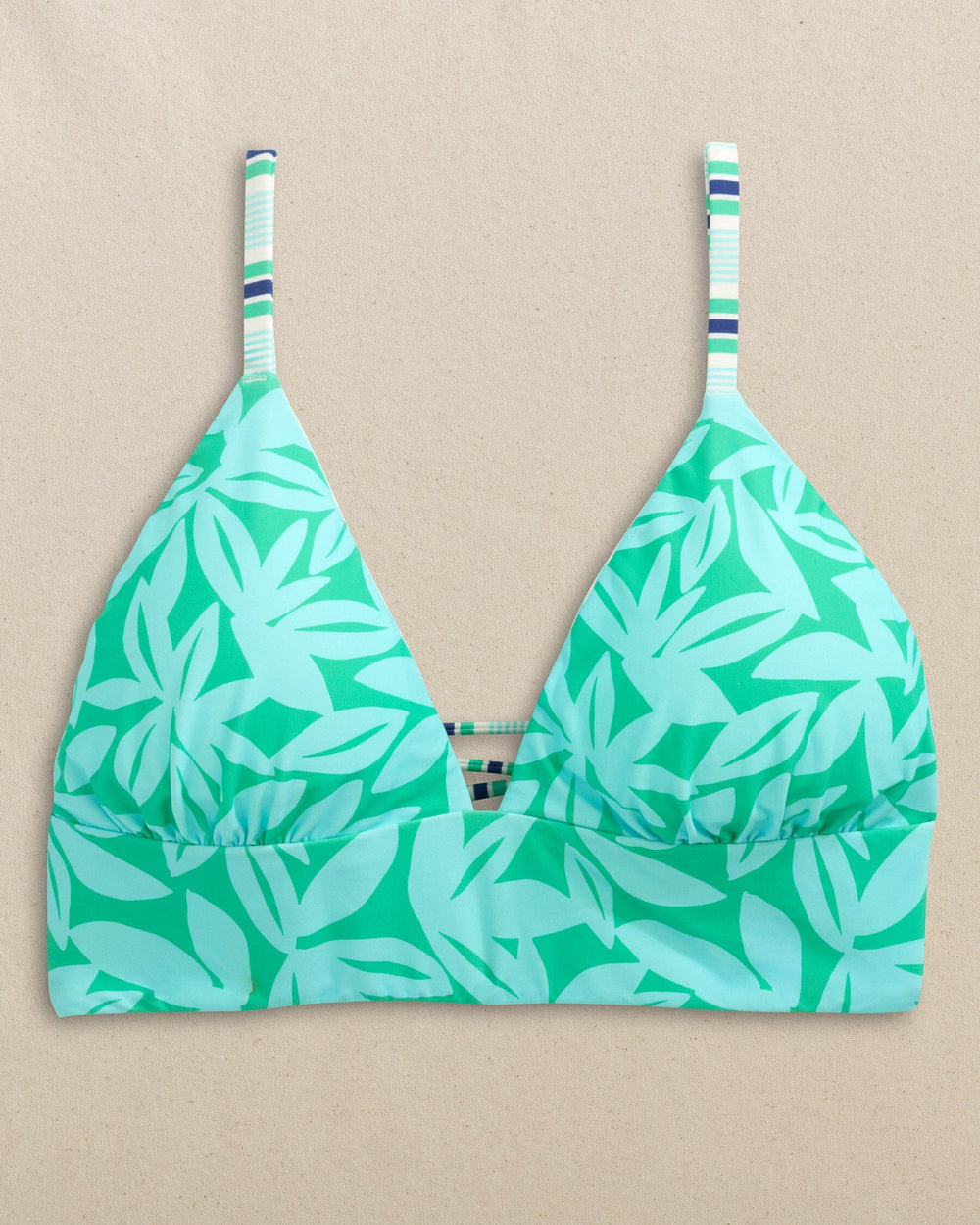 The front reverse view of the Southern Tide Reversible Tropical Stripe Banded Bikini Top by Southern Tide - Florida Keys