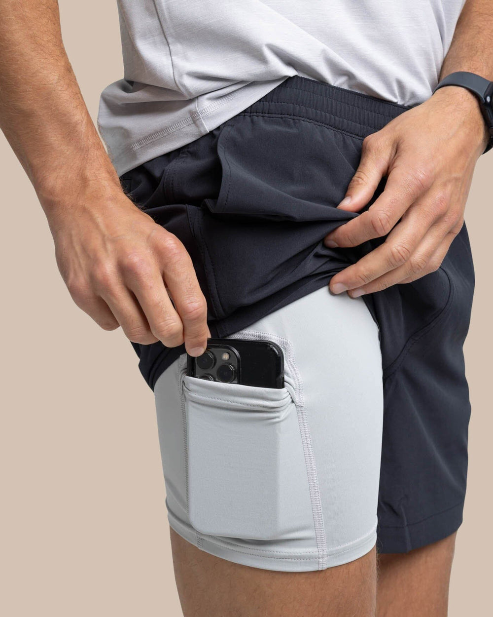 The front view of the Southern Tide Rip Channel 6 Inch Performance Short by Southern Tide - Caviar Black