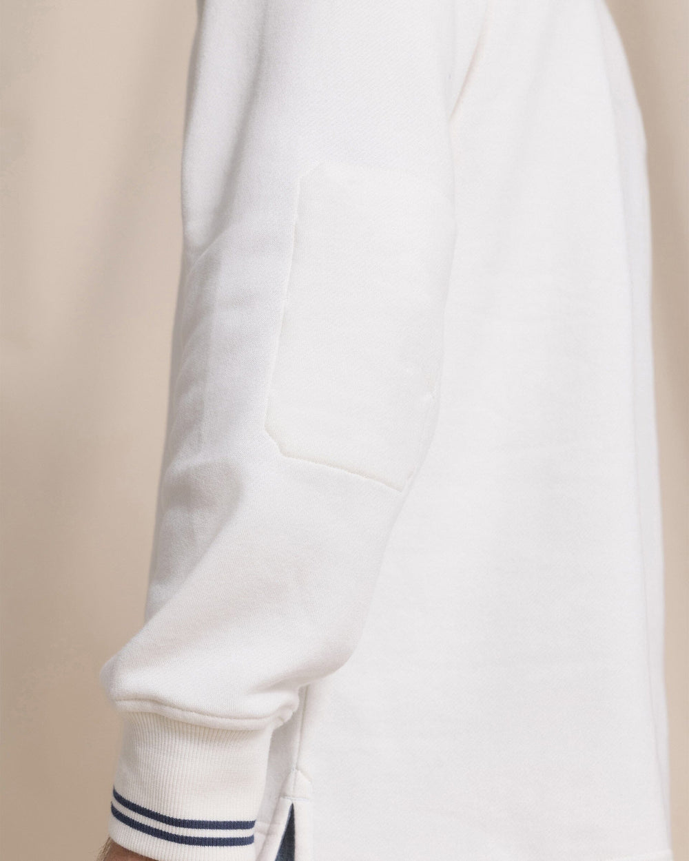 The detail view of the Southern Tide Rugby Sweatshirt by Southern Tide - Sand White