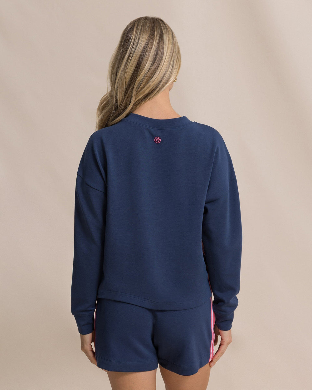 The back view of the Southern Tide Sabina Sweatshirt with Side Stripe by Southern Tide - Dress Blue