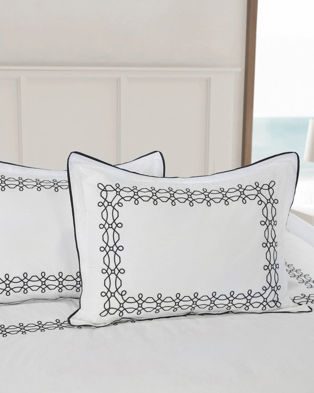 The detail view of the Southern Tide Sag Harbor Comforter Set by Southern Tide - White