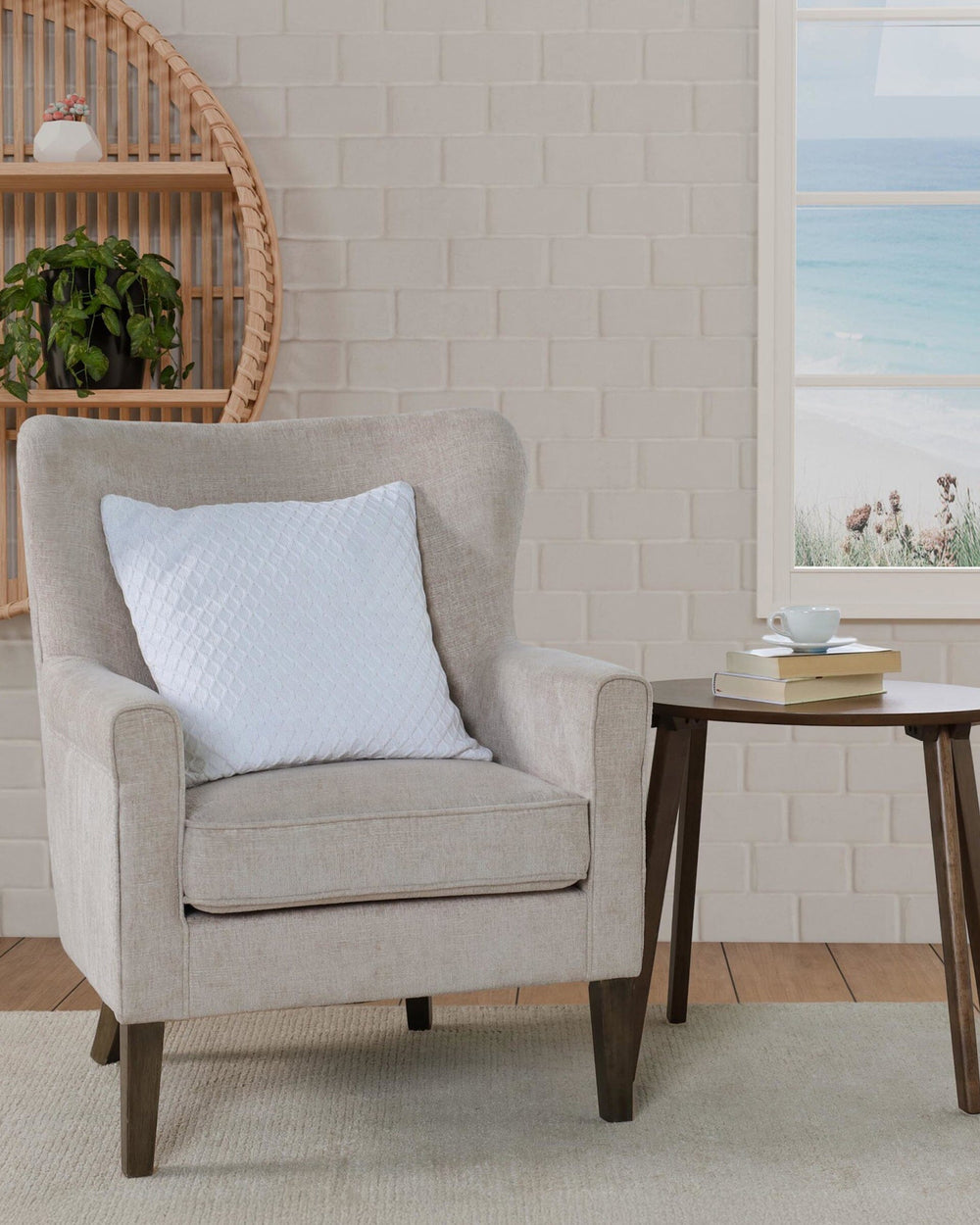 The front view of the Southern Tide Saltwater Square Decorative Pillow by Southern Tide - White
