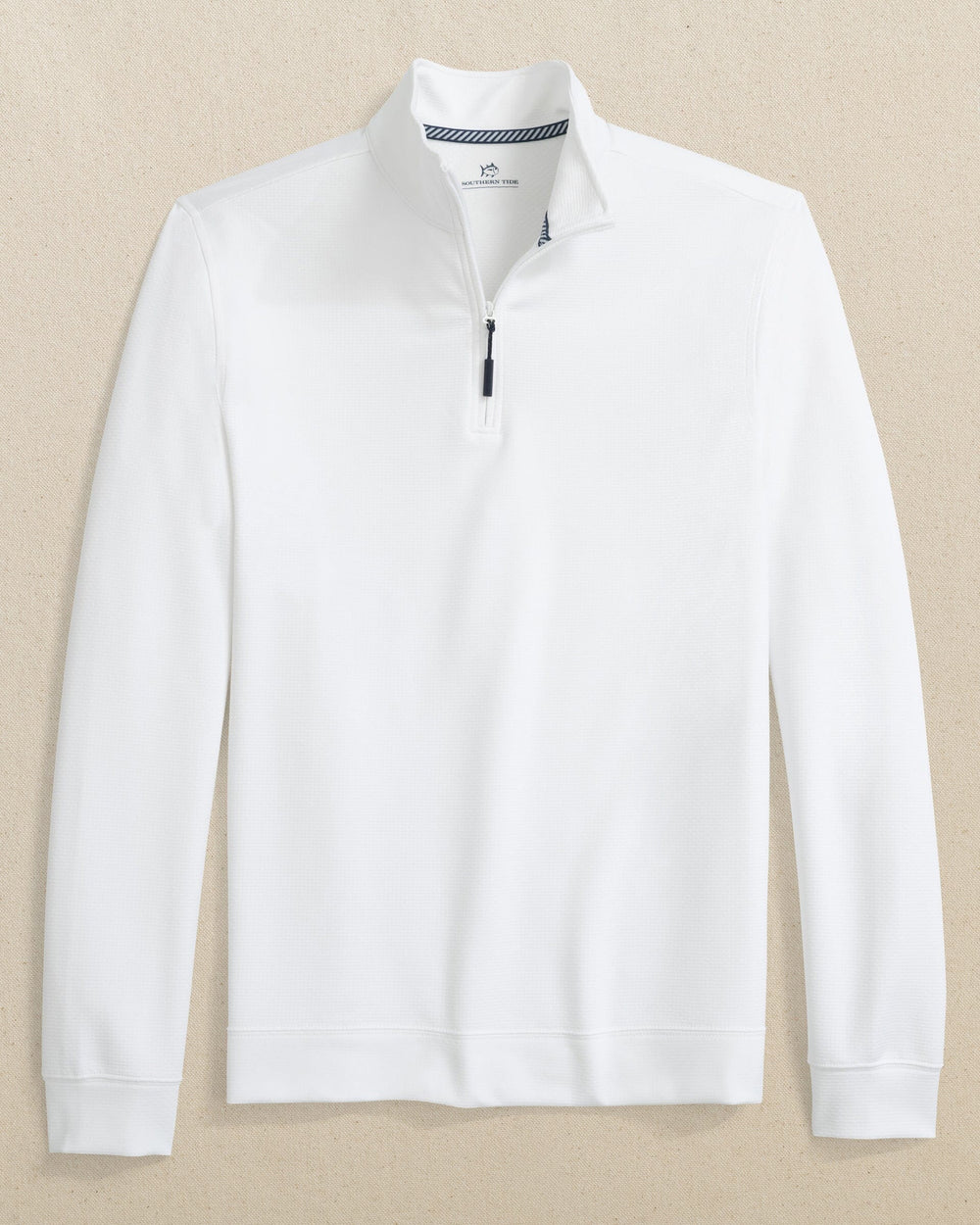 The front view of the Southern Tide Schooner Long Sleeve Quarter Zip by Southern Tide - Classic White