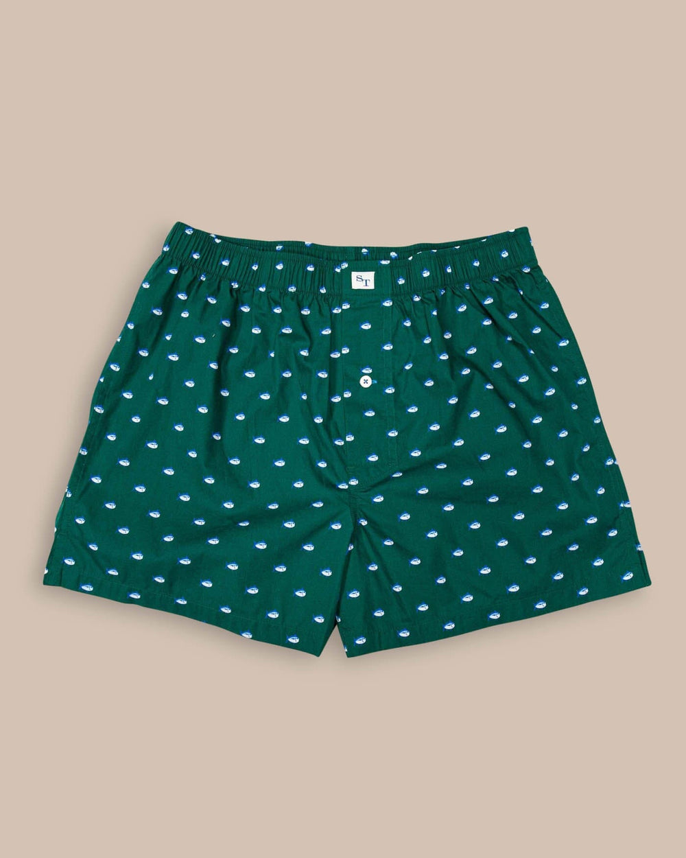 The front view of the Southern Tide Skipjack Boxer Short by Southern Tide - Cedar Green