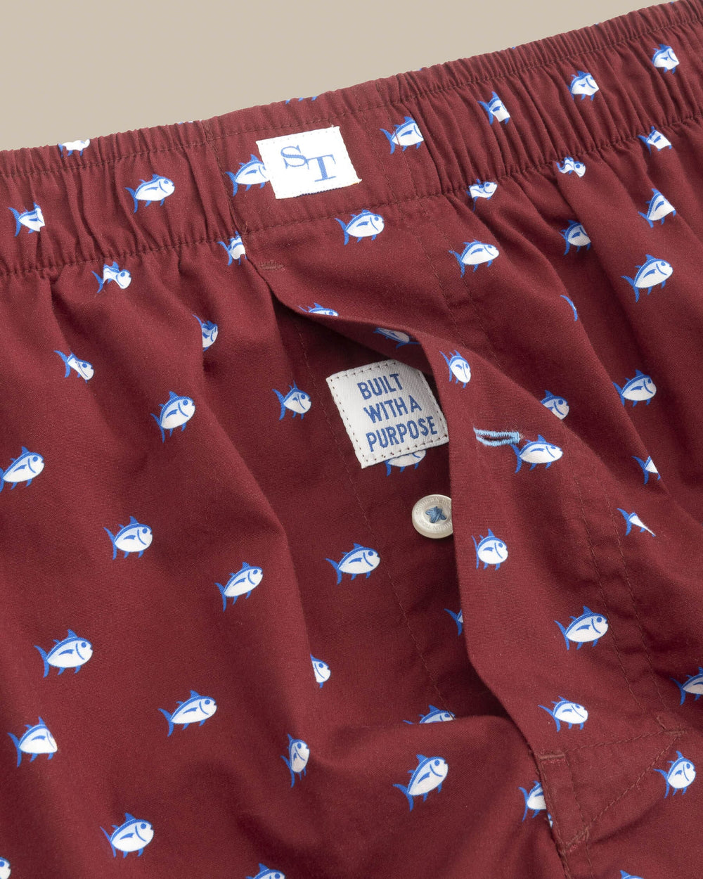 The detail view of the Southern Tide Skipjack Boxer Short by Southern Tide - Muscadine