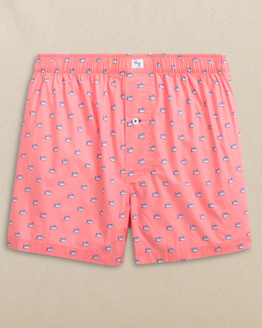 The front view of the Southern Tide Skipjack Boxer Short by Southern Tide - Sea Pink