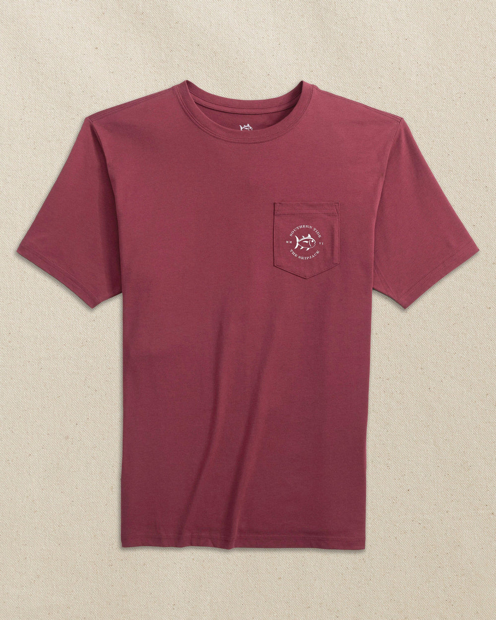The front view of the Southern Tide Skipjack Play Short Sleeve T-Shirt by Southern Tide - Chianti and Gold