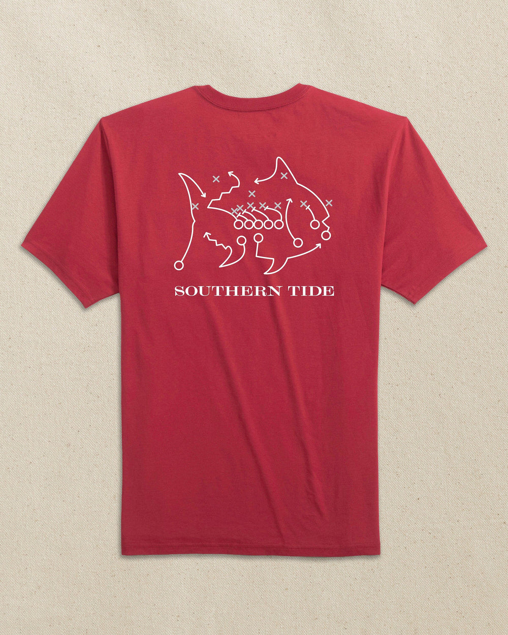 The back view of the Southern Tide Skipjack Play Short Sleeve T-Shirt by Southern Tide - Crimson and White