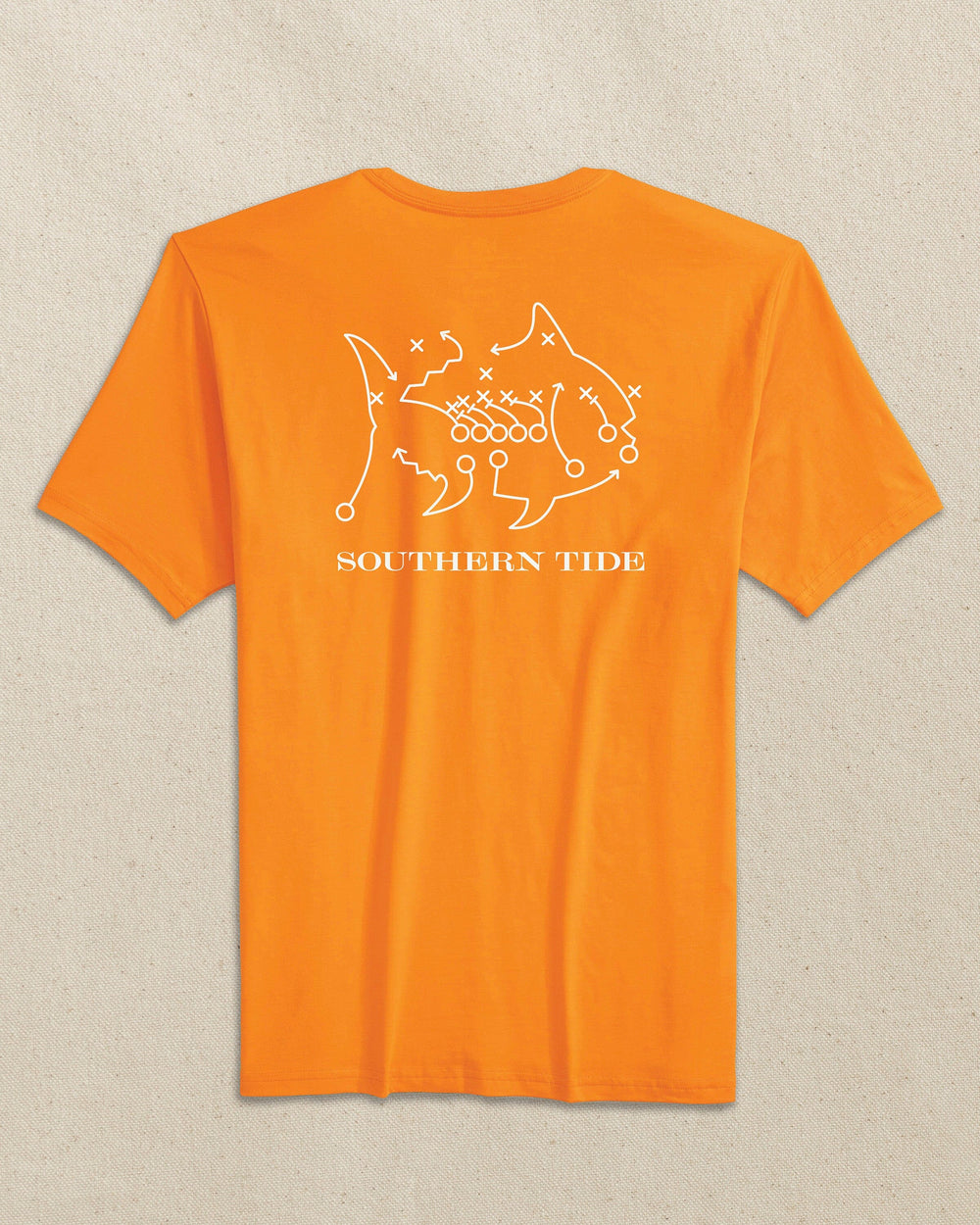 The back view of the Southern Tide Skipjack Play Short Sleeve T-Shirt by Southern Tide - Rocky Top Orange and White