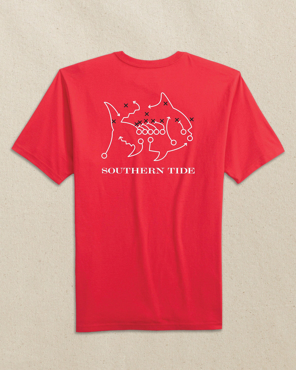 The back view of the Southern Tide Skipjack Play Short Sleeve T-Shirt by Southern Tide - Varsity Red and Black