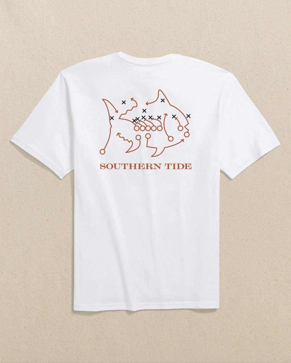 The back view of the Southern Tide Skipjack Play Short Sleeve T-Shirt by Southern Tide - White and Rust