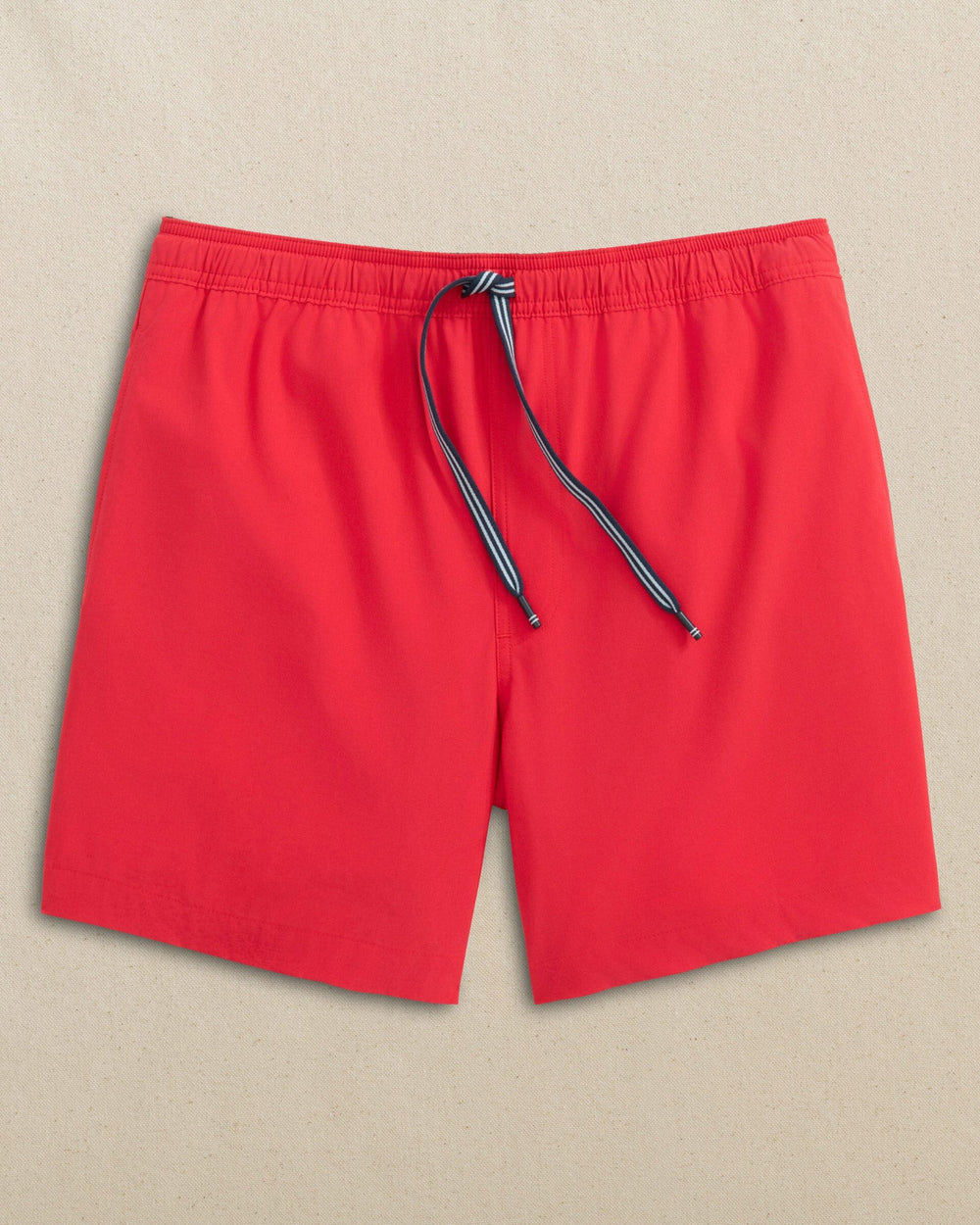 The front view of the Southern Tide Solid Maritime Swim Trunk by Southern Tide - Channel Marker Red