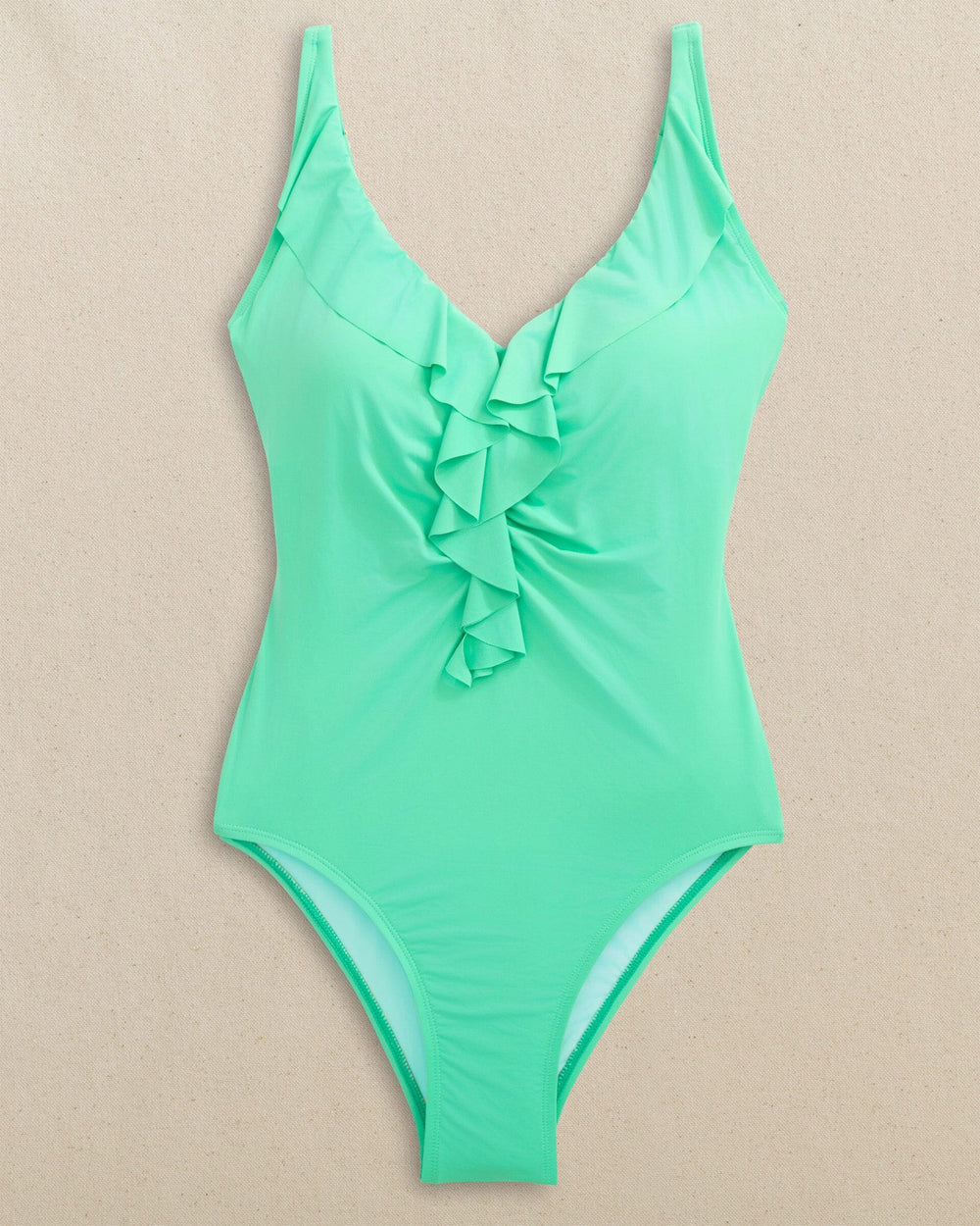 The front view of the Southern Tide Solid Ruffle One-Piece Swimsuit by Southern Tide - Florida Keys