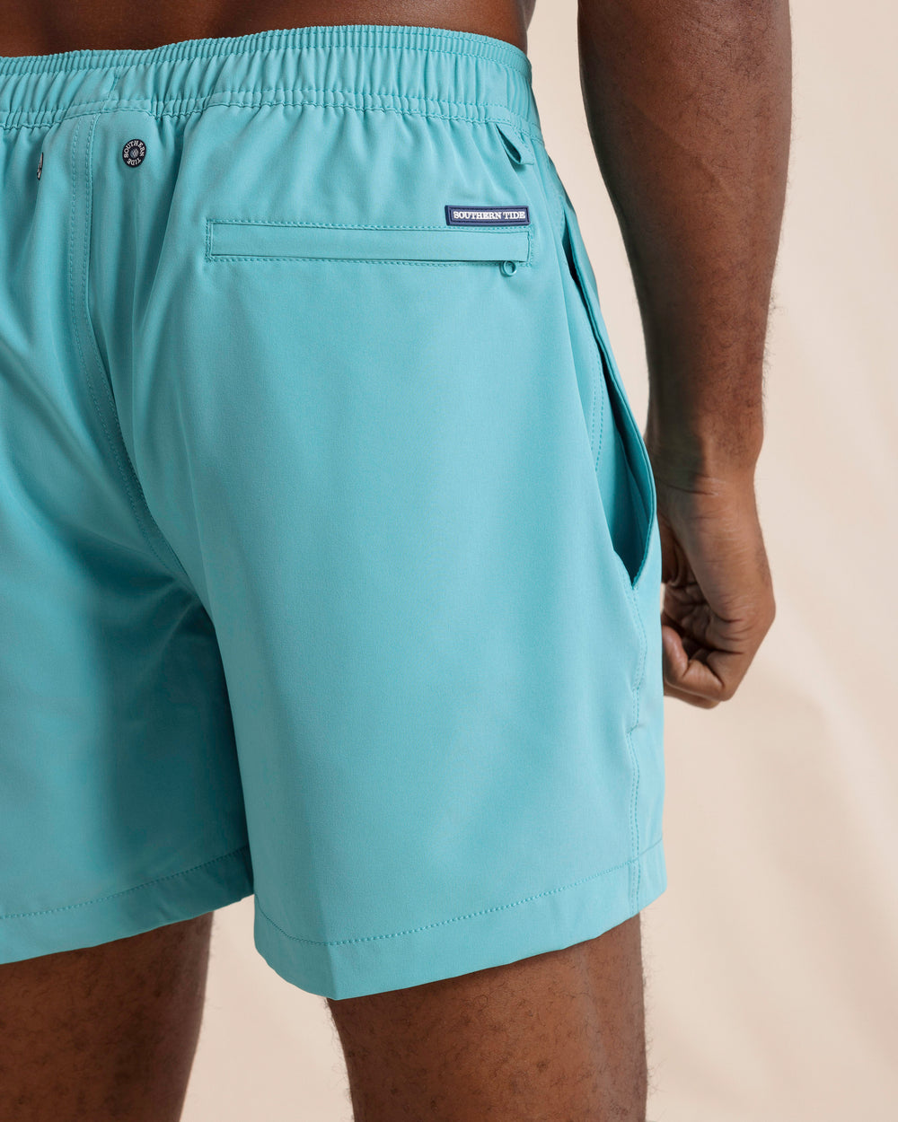 The detail view of the Southern Tide Solid Swim Trunk 3 by Southern Tide - Tidal Wave