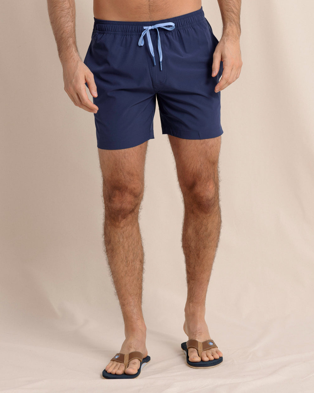 The front view of the Southern Tide Solid Swim Trunk 3 by Southern Tide - True Navy