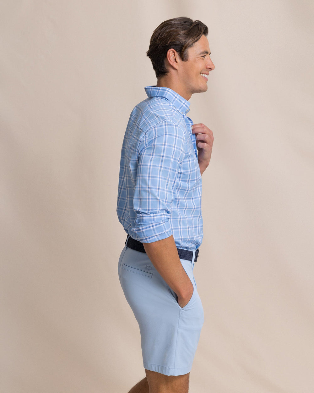 The side view of the Southern Tide South Beach Coastal Breeze® Sport Shirt by Southern Tide - Ocean Channel