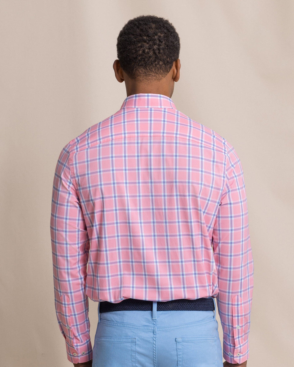 The back view of the Southern Tide South Beach Coastal Breeze® Sport Shirt by Southern Tide - Sea Pink