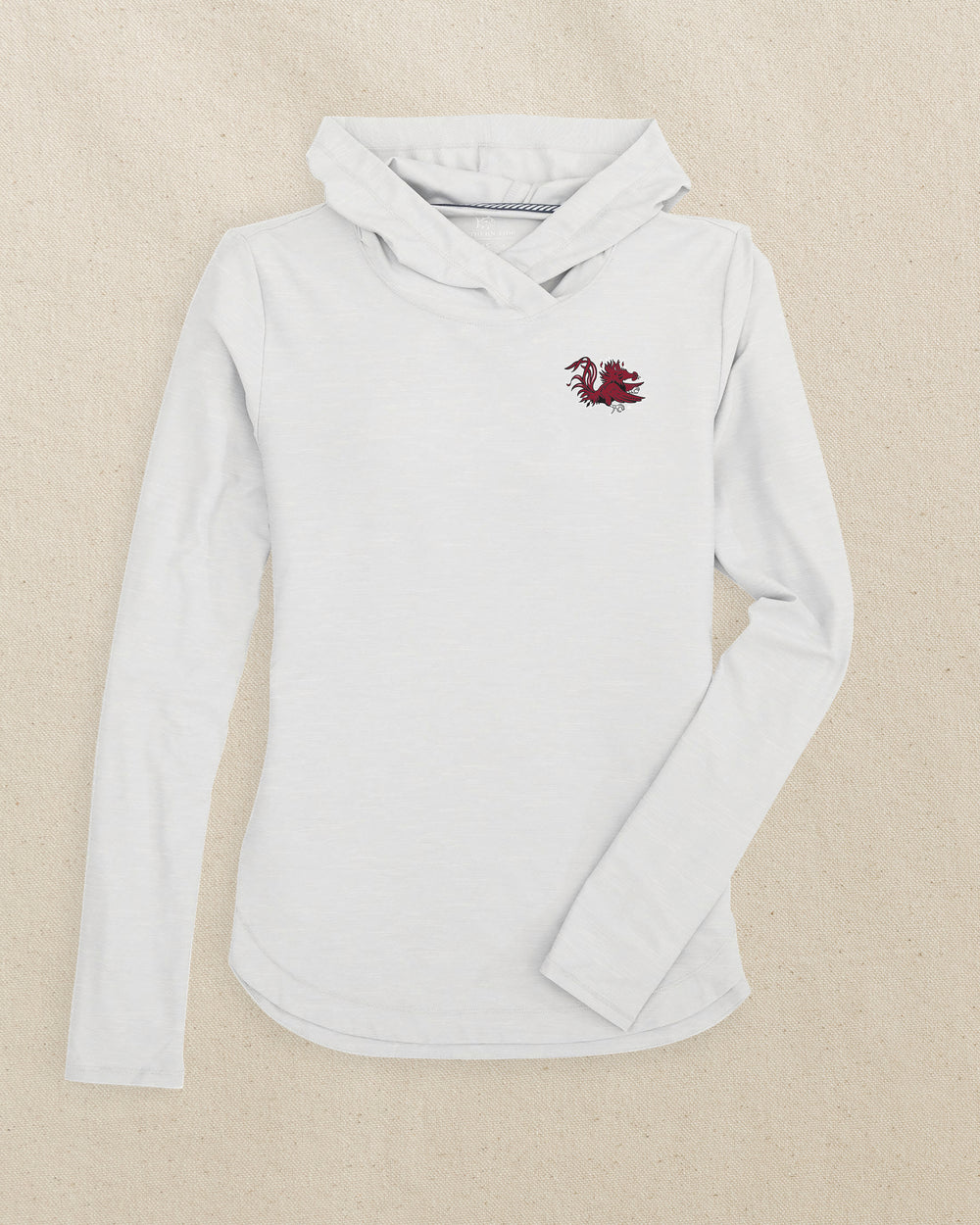 The front view of the South Carolina Gamecocks Women's Linley brrr°®-illiant Hoodie by Southern Tide - Platinum Grey