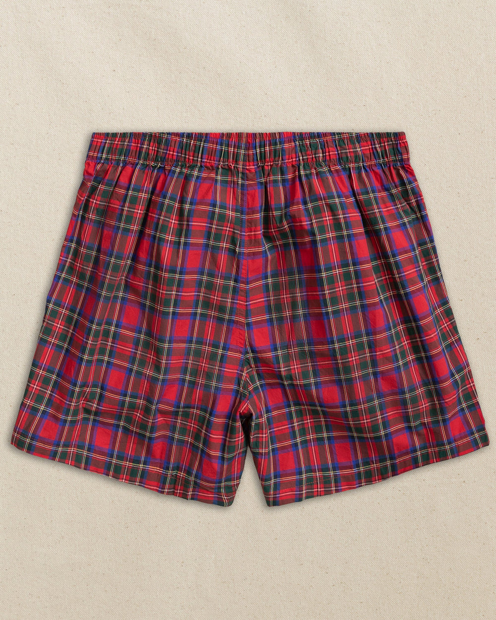 The back view of the Southern Tide South Carolina Tartan Boxer by Southern Tide - Crab Red