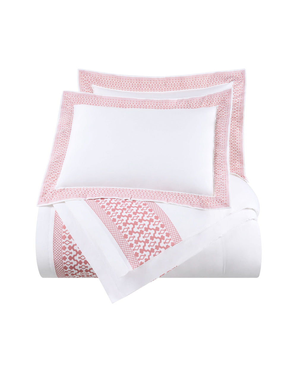 The front view of the Southern Tide Southern Tide Augustine Comforter Set by Southern Tide - White/Pink