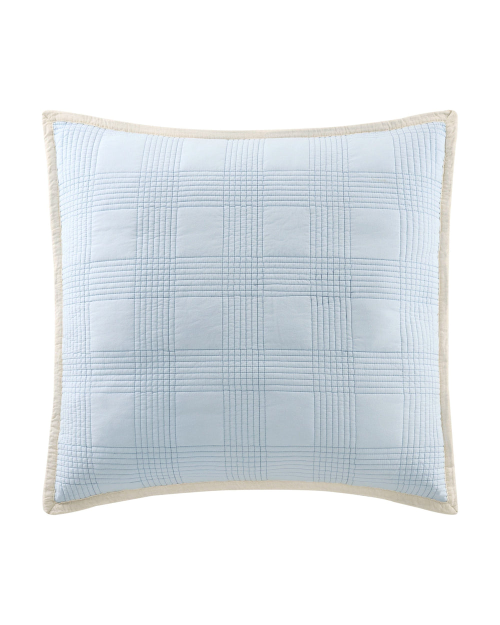 The front view of the Southern Tide Camden Euro Sham by Southern Tide - Ivory/Blue
