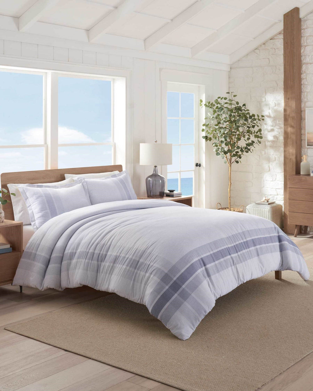 The front view of the Southern Tide Southern Tide Laurel Grove Comforter Set by Southern Tide - Blue