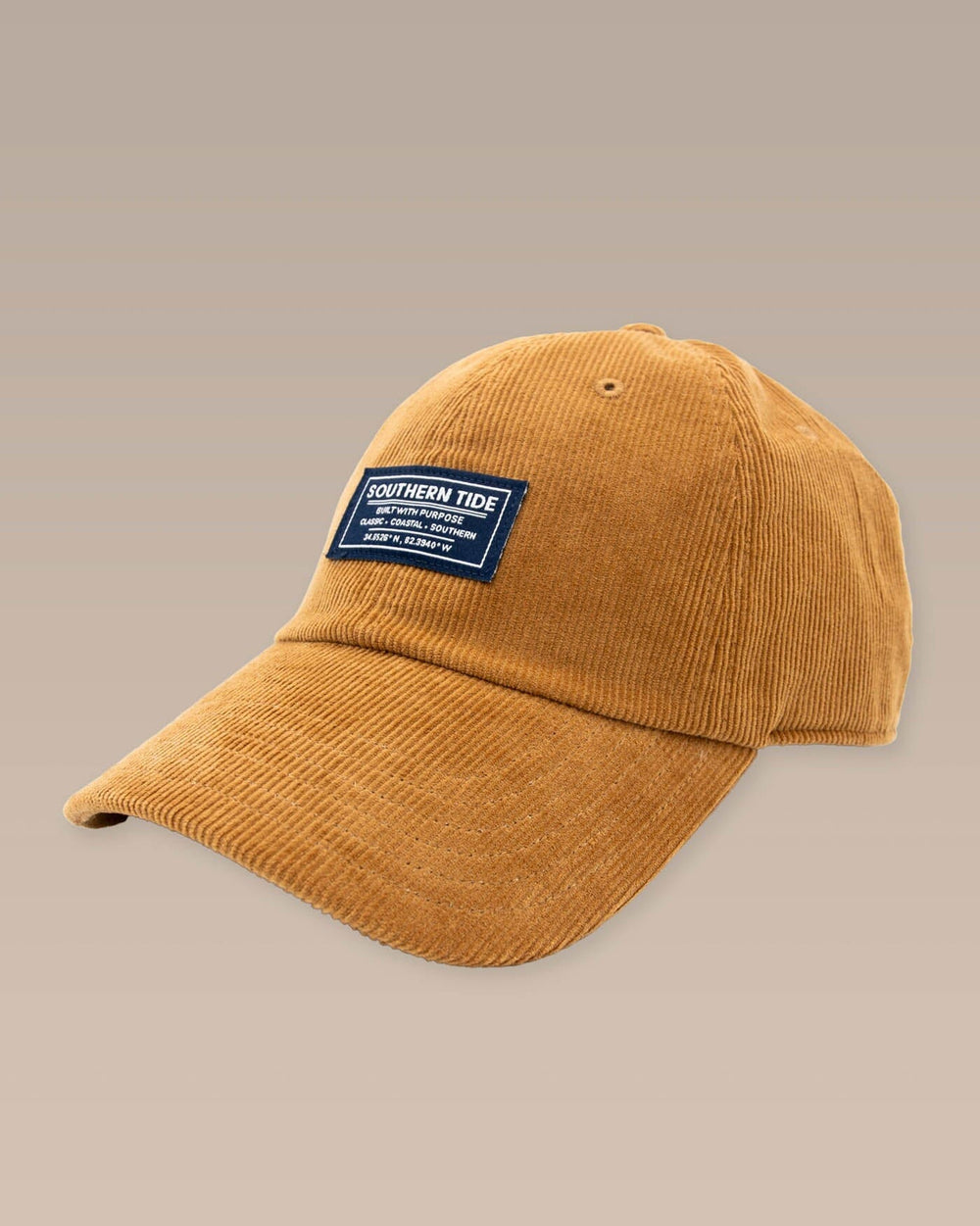 The front view of the Southern Tide ST Corduroy Hat by Southern Tide - Hazelnut Khaki