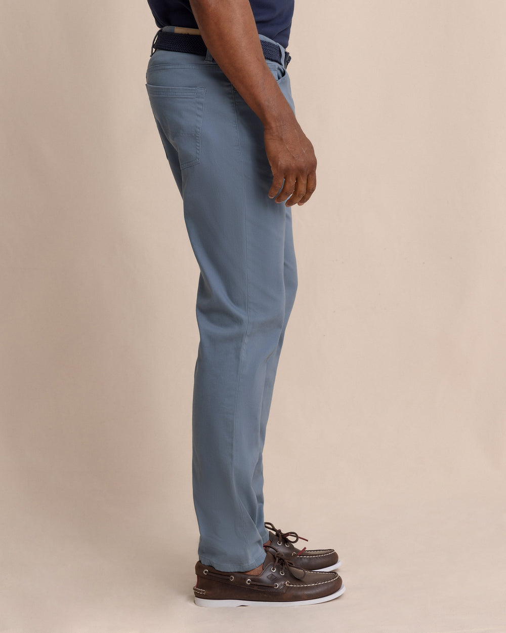 The side view of the Southern Tide Sullivan Five Pocket Pant Blue Haze by Southern Tide - Blue Haze