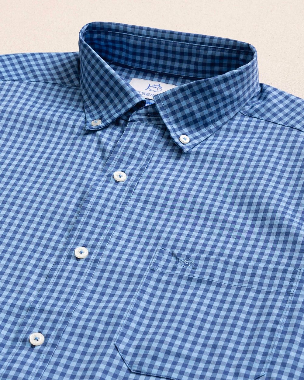 The detail view of the Southern Tide Sunset Key Coastal Breeze® Sport Shirt by Southern Tide - Ocean Channel