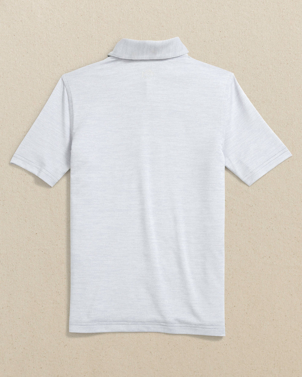 The back view of the Southern Tide Boy's Driver Spacedye Polo Shirt by Southern Tide - Slate Grey
