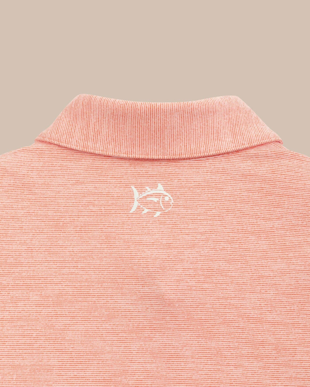 The yoke view of the Team Colors Driver Spacedye Polo Shirt by Southern Tide - Endzone Orange