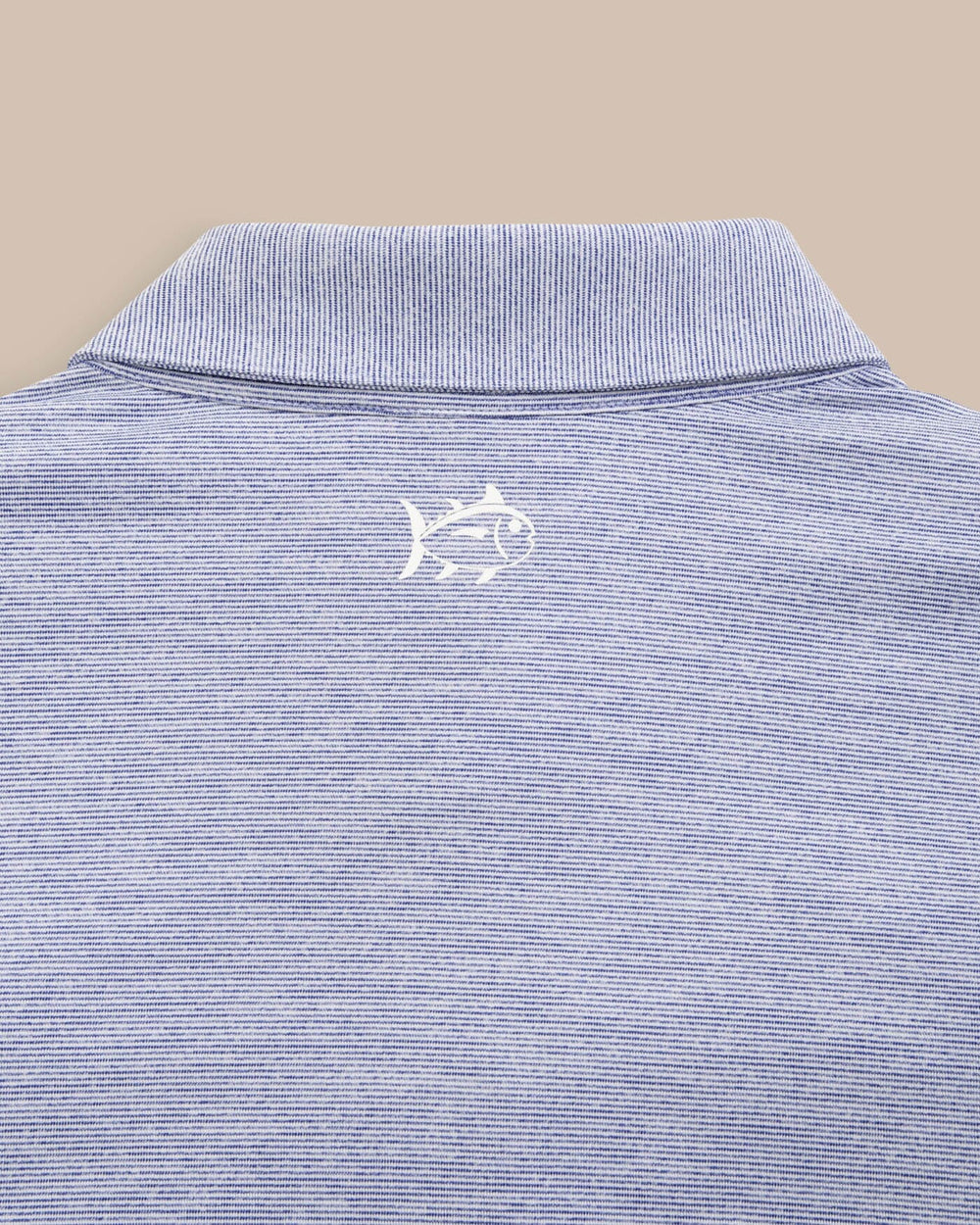 The yoke view of the Team Colors Driver Spacedye Polo Shirt by Southern Tide - University Blue