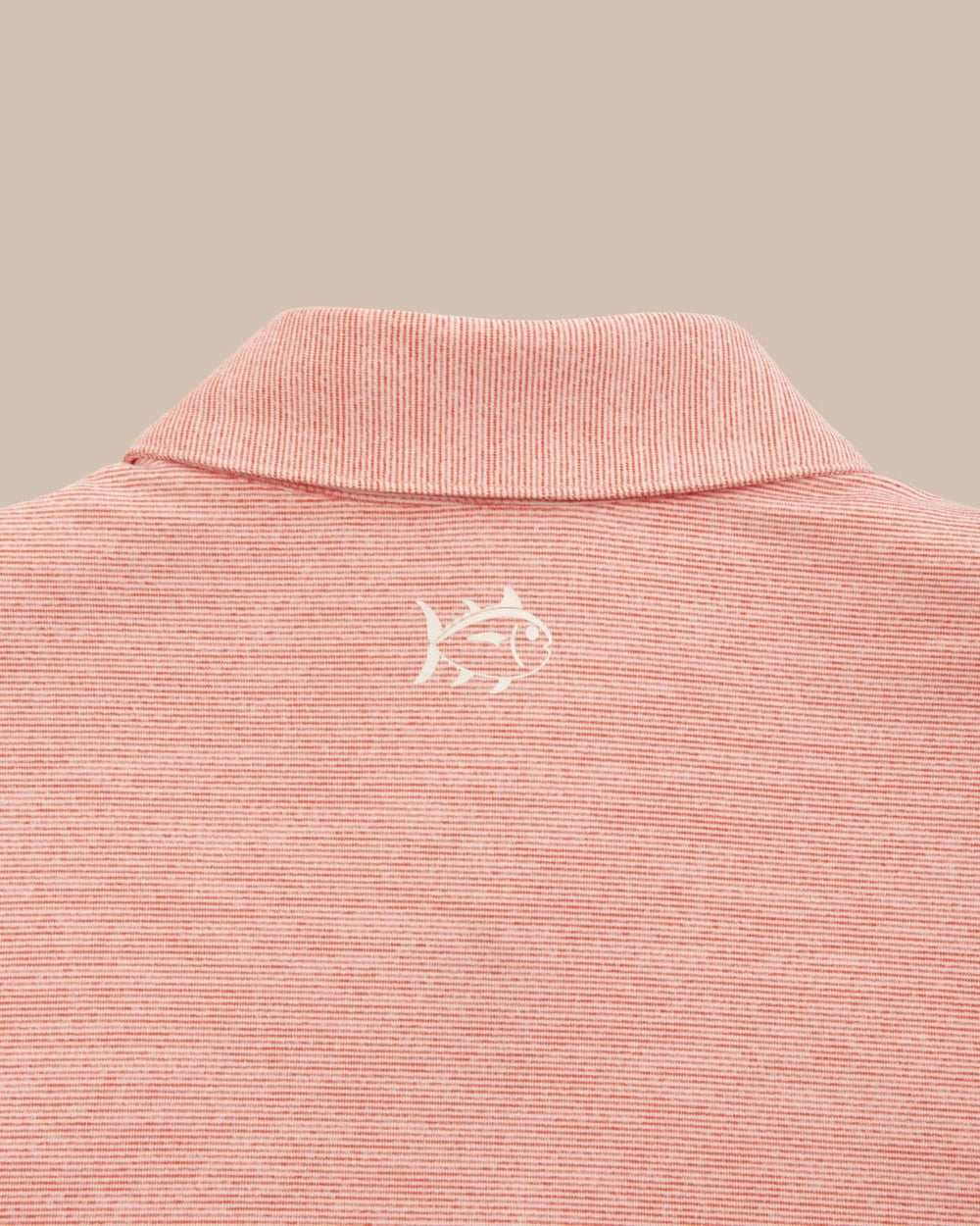 The yoke view of the Team Colors Driver Spacedye Polo Shirt by Southern Tide - Varsity Red